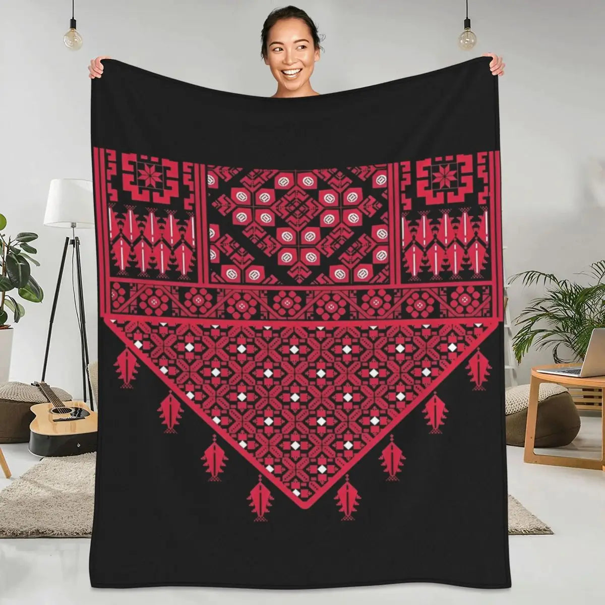 Palestinian Tatreez Warm Blanket